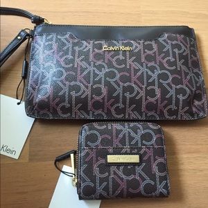 Calvin Klein signature mini wallet and wristlet